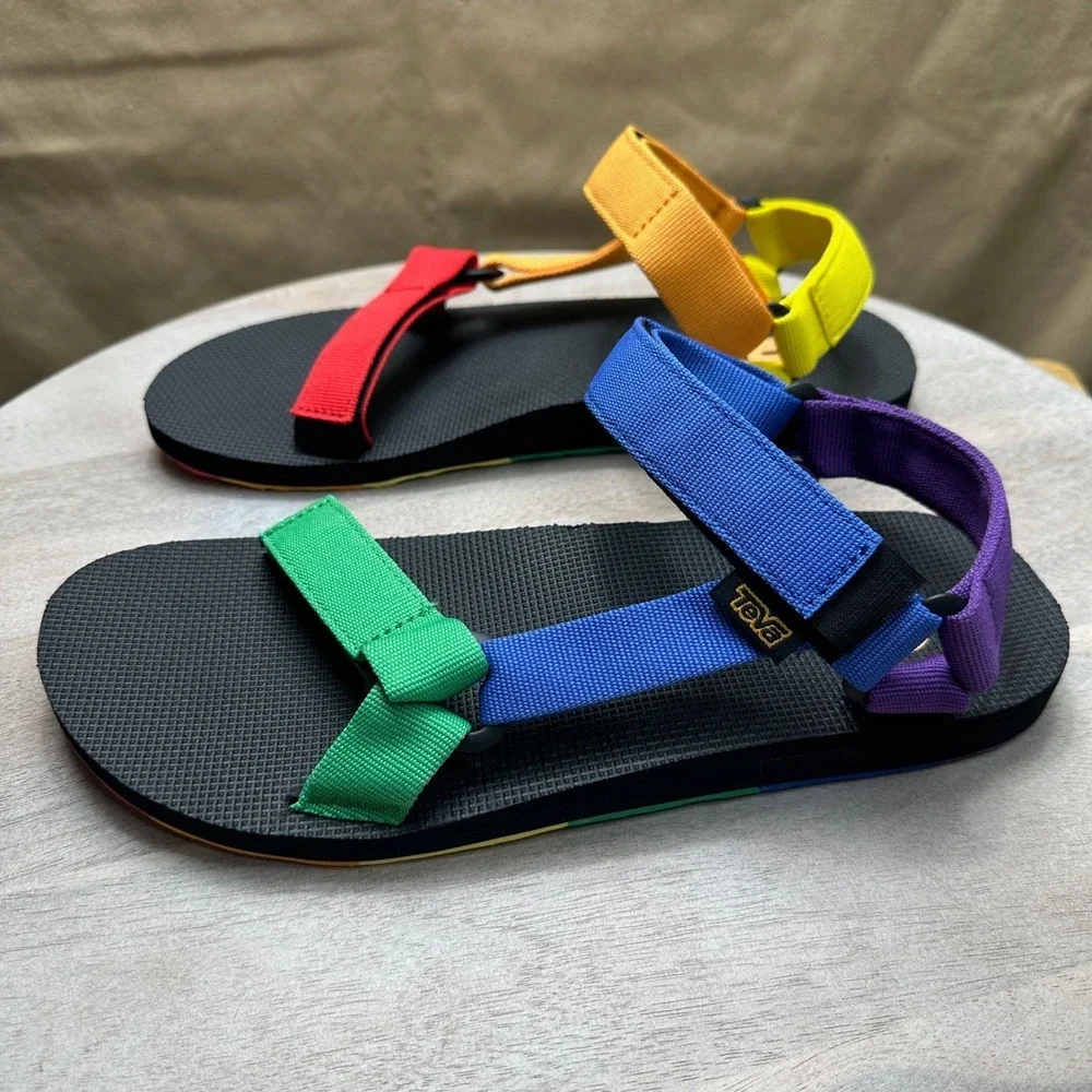 Teva Original Universal Pride Rainbow Sandals Mens 11 Multi-Color Strappy 3768